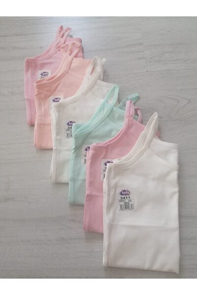 KOTA Girl's Cotton Thin Rope Strap Solid Color 6-Piece Athlete Assortment Color 3411