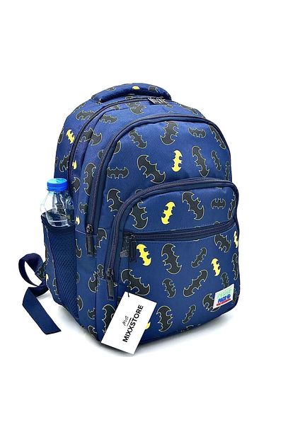 ms mixxstore Denevér mintás sötétkék színű Master Pack férfi általános iskolai hátizsák tápanyag- és tolltartóval