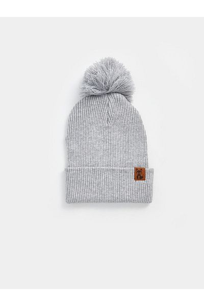 LC Waikiki LCW ACCESSORIES Jungen-Baskenmütze mit grauem Pompon-Detail