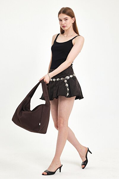 Fluffy Turkey Κλασική πάνινη τσάντα σχολικής τσάντας σε καφέ χρώμα και σχολική τσάντα ώμου (ΜΕΓΕΘΟΣ 27 X ΠΛΑΤΟΣ 35)