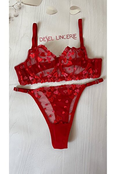 DESEL Set braletă din tul cu model inimă roșie