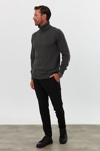 Livio Ferri Men's Full Turtleneck Thick Italian Sleeve Sweater