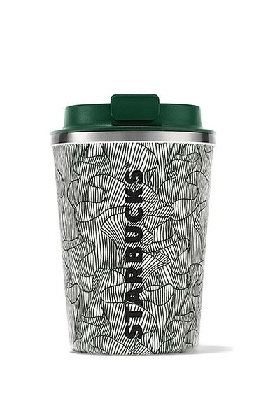 Starbucks Line Patterned Green-white Steel Thermos 355ml