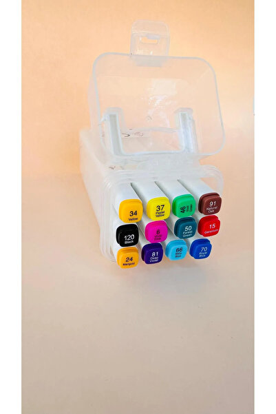 LYLLIA 12 Parça Çift Taraflı Profesyonel Marker Boya Kalem Seti