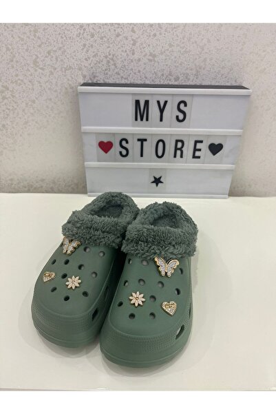 Akınal Bella Papuci de iarnă pentru femei cu detalii cu piatră verde