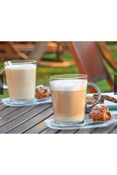 Paşabahçe Tribeca Servis Tabaklı Kupa Bardak 2 Kupa 2 Tabak