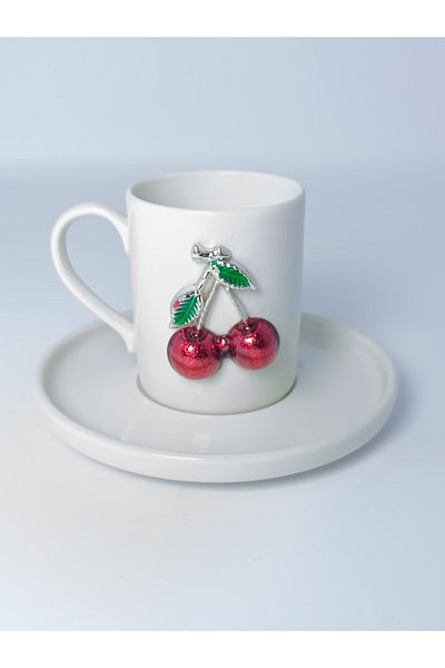 PARILTI HOME COLLECTİON 6-Piece Coffee Cup Set - Cherry Detail