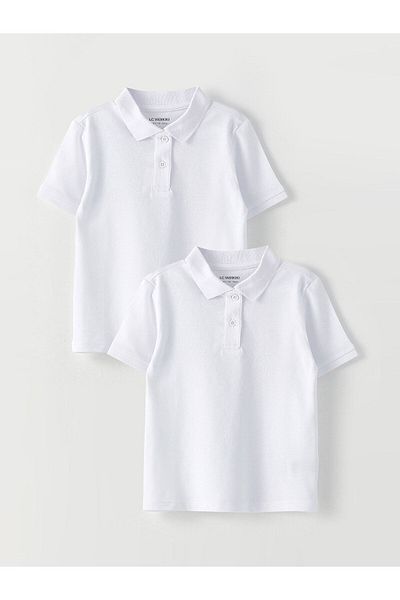 LC Waikiki Πόλο γιακά από την Aymira Clothing Basic κοντομάνικο βαμβακερό μπλουζάκι για κορίτσια 2 τεμαχίων