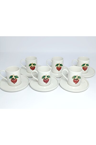 PARILTI HOME COLLECTİON طقم فناجين قهوة لـ 6 أشخاص - تفاصيل فراولة