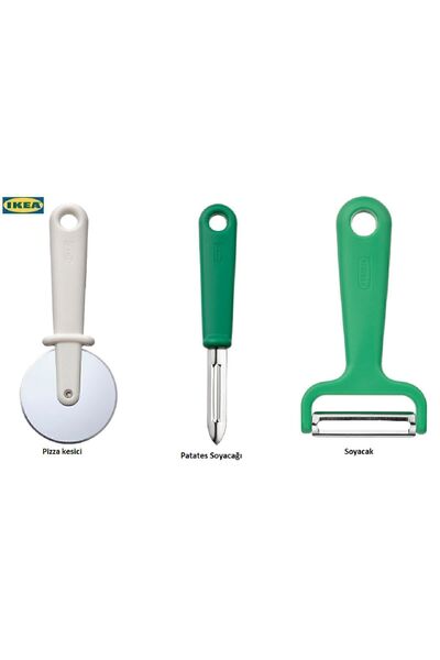 IKEA Uppfylld Pizza Kesici + Yeşil Patates Soyacağı + Yeşil Soyacak 1 Rer Adet Dfitset