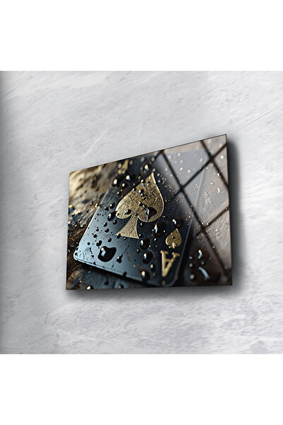 BV DEKOR Maça As Μοντέρνο Γυάλινο Έργο Τέχνης, Πολυτελής Διακόσμηση Τοίχου Γρ...