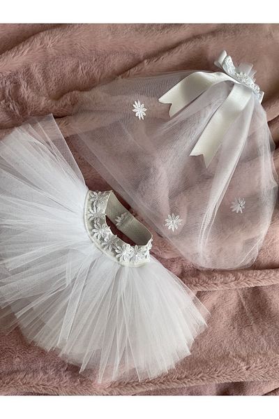 Barneystore Dog Wedding Dress Tutu and Veil
