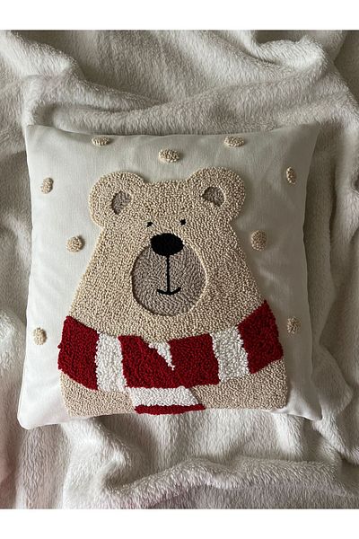 punch passion Decorative Cushion Cover Embroidered with Punch Embroidery (100% Hand Embroidery-40X40) Model: Ppk045