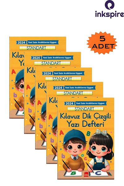 inkspire Noua tablă de cursuri Frumos de scris 16,5x24 cm 24 YP 5 buc. Ghid standard Bloc de scris cu linie verticală