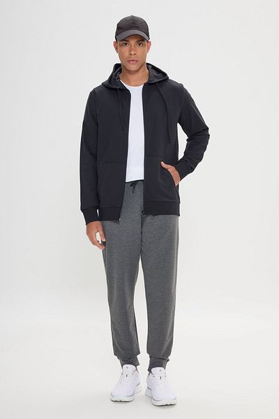 AC&Co / Altınyıldız Classics Men's Black Hooded Cotton Sweatshirt - 2 Thread, Standard Fit