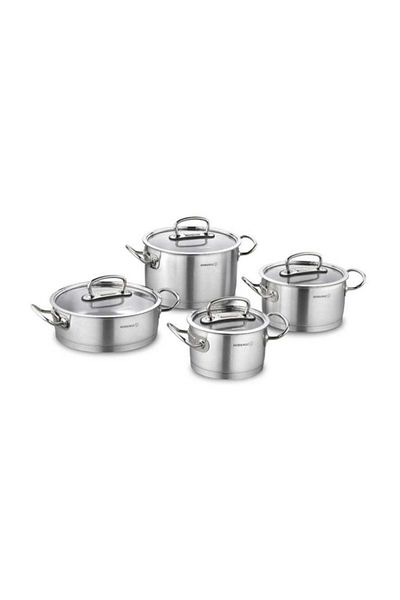 KORKMAZ Proline A1147 8 Piece Steel Pot Set - Mat Inox