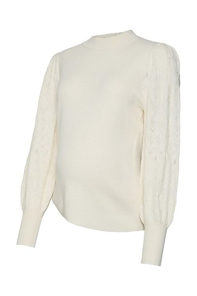 Vero Moda Maternity Gestricktes Oberteil Normal geschnittener, hochgeschlossener Ballonärmel-Pullover