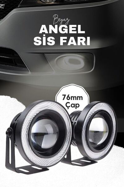 Vendortuning 76 mm Uyumlu Angel Beyaz Led Lamba Mercek Gündüz Sis Farı