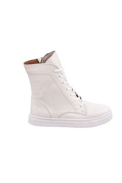 NOOSY Γυναικείες casual μπότες λευκές από γνήσιο δέρμα