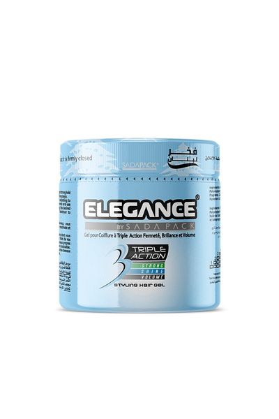 Elegance جل الشعر ثلاثي المفعول - أزرق، 1000 مل | تثبيت قوي، لمسة نهائية لامعة، تصفيف مرن