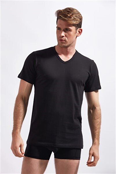josejuan Ανδρικό μονόχρωμο μπλουζάκι με λαιμόκοψη V με μισό μανίκι Suprem 100% βαμβάκι 3307