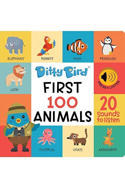 Mema Publishing Ditty Bird: First 100 Animals | Ingilizce Sesli Kitap - Hayvanları Tanıyalım