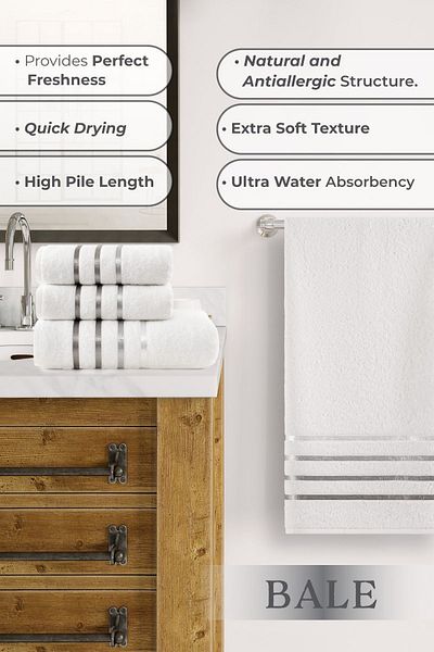 Karna Home Σετ Πετσέτες Μπάνιου 4 Τεμαχίων Μπαλέτο Λευκό
