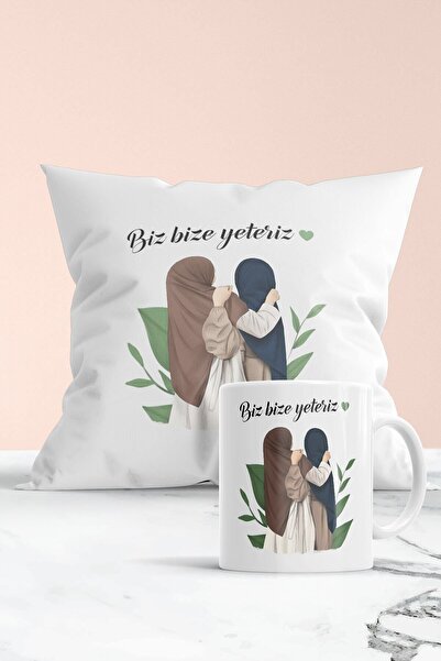 Genel Markalar 2 Arkadaşa Özel Biz Bize Yeteriz Hediyelik Yastık Ve Kupa Seti