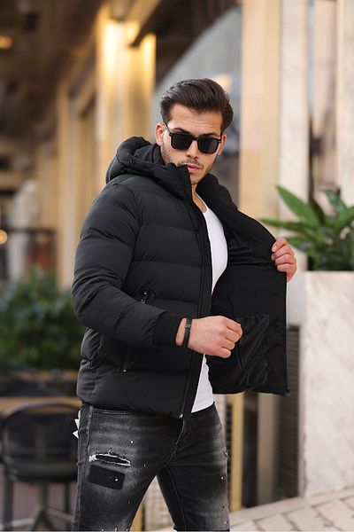 gm giyimarket Ανδρικό πουπουλένιο παλτό με κουκούλα αδιάβροχο και αντιανεμικό