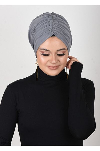 OykumBone Silver Gray Colored Gathered Ready Made Bonnet