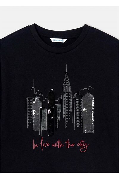 MAYORAL Tricou negru cu mânecă lungă pentru fete - 7016