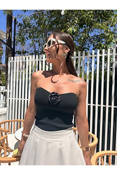 MODA Güllü triko straplez kadın büstiyer