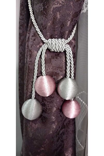 serART KİRAZ 4 TOPLU FON PERDE KRUVAZE PERDE TAVAN BAĞLAMA GÜMÜŞE GÜL KURUSU