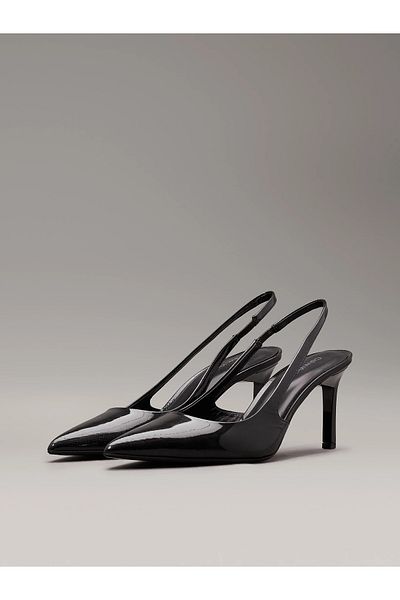 Calvin Klein حذاء نسائي مريح بكعب عالٍ من الجلد باللون الأسود - HW0HW02068-BEH