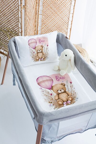 Lilabio %100 Pamuk Saten İsme Özel İsimli 70x120 Park Yatak Nevresim Seti