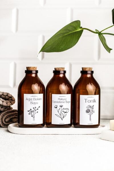 LALEZEN HOME Oral Care Water-Tonic-Makeup Remover Bottle with Stand 250 ml