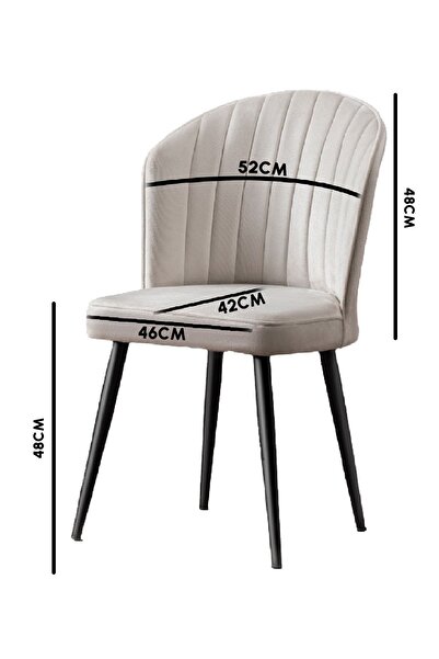 MYMASSA Rubi Sandalye - Babyface Krem - Siyah Metal Ayak (2 ADET) - Salon Sandalyesi / Mutfak Sandalyesi