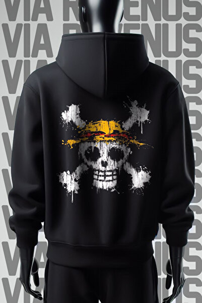 Vordevia One Piece 3 Thread Wide Mold - Hanorac negru cu glugă imprimat față și spate