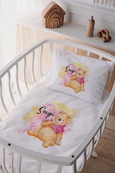 Lilabio %100 Pamuk Saten Isme Özel Isimli Anne Yanı Beşik Nevresim Takımı Win...