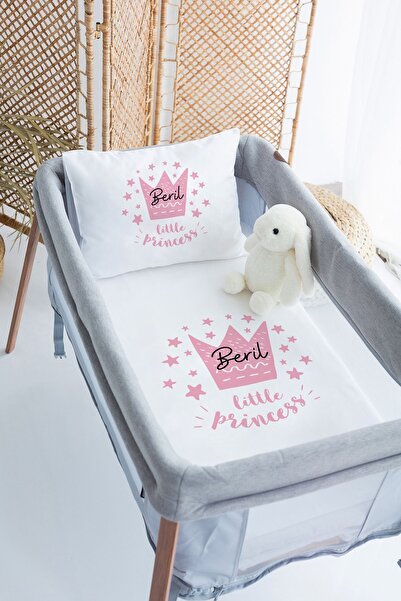 Lilabio %100 Pamuk Saten İsme Özel İsimli 70x120 Park Yatak Nevresim Seti Pre...