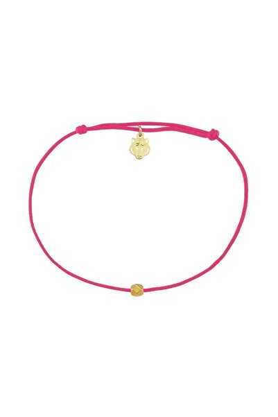 Les Tigres 22 Ayar Altın Kaplama Gümüş Kaplan Charm Pembe İp Bileklik