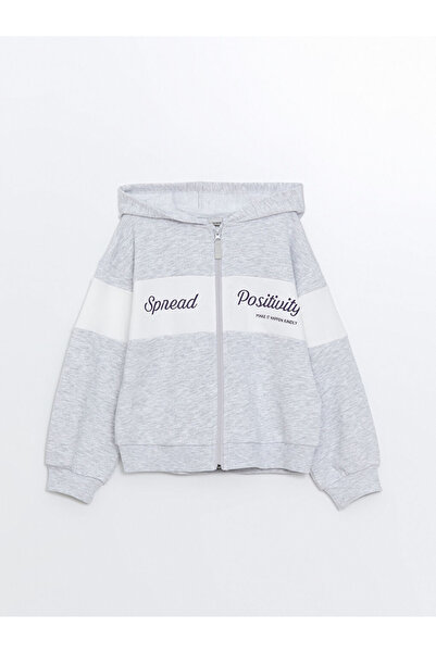 LC Waikiki Girl's Hooded Comfortable Zippered Sweatshirt - 3 Thread Fabric