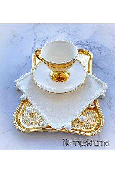 NehiripekHome Cream Baby Pompom Cocktail Napkin (1 Pc)