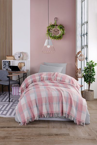 Eponj Home Single Blanket Cotton Warm Soft Powder