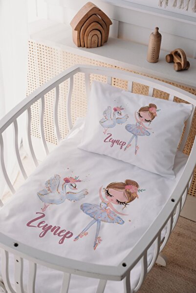 Lilabio %100 Pamuk Saten Isme Özel Isimli Anne Yanı Beşik Nevresim Takımı Pre...