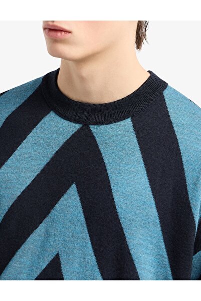 Emporio Armani Navy Blue Men's Oversize Sweater - Elastic Sleeve 6D1Mxq 1Mkfz-F915