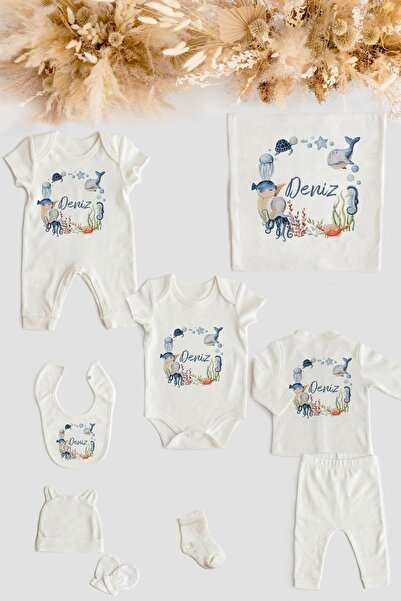 Lilabio %100 Organik Isme Özel Isimli 10lu Hastane Çıkışı Deniz Canlıları