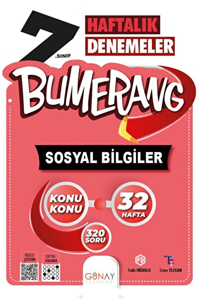 Günay Yayınları 7. Sınıf Bumerang 32 Haftalık Sosyal Bilgiler Denemeleri - Gü...