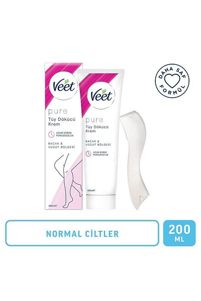 Veet 200 ml Pure Hair Removal Cream - for Normal Skin, Fresh Fragrance Without Ammonia