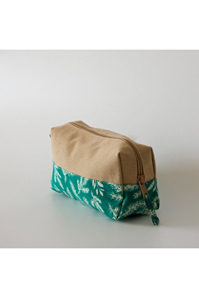 wolo حقيبة مكياج قطنية 100% منقوشة بأوراق خضراء